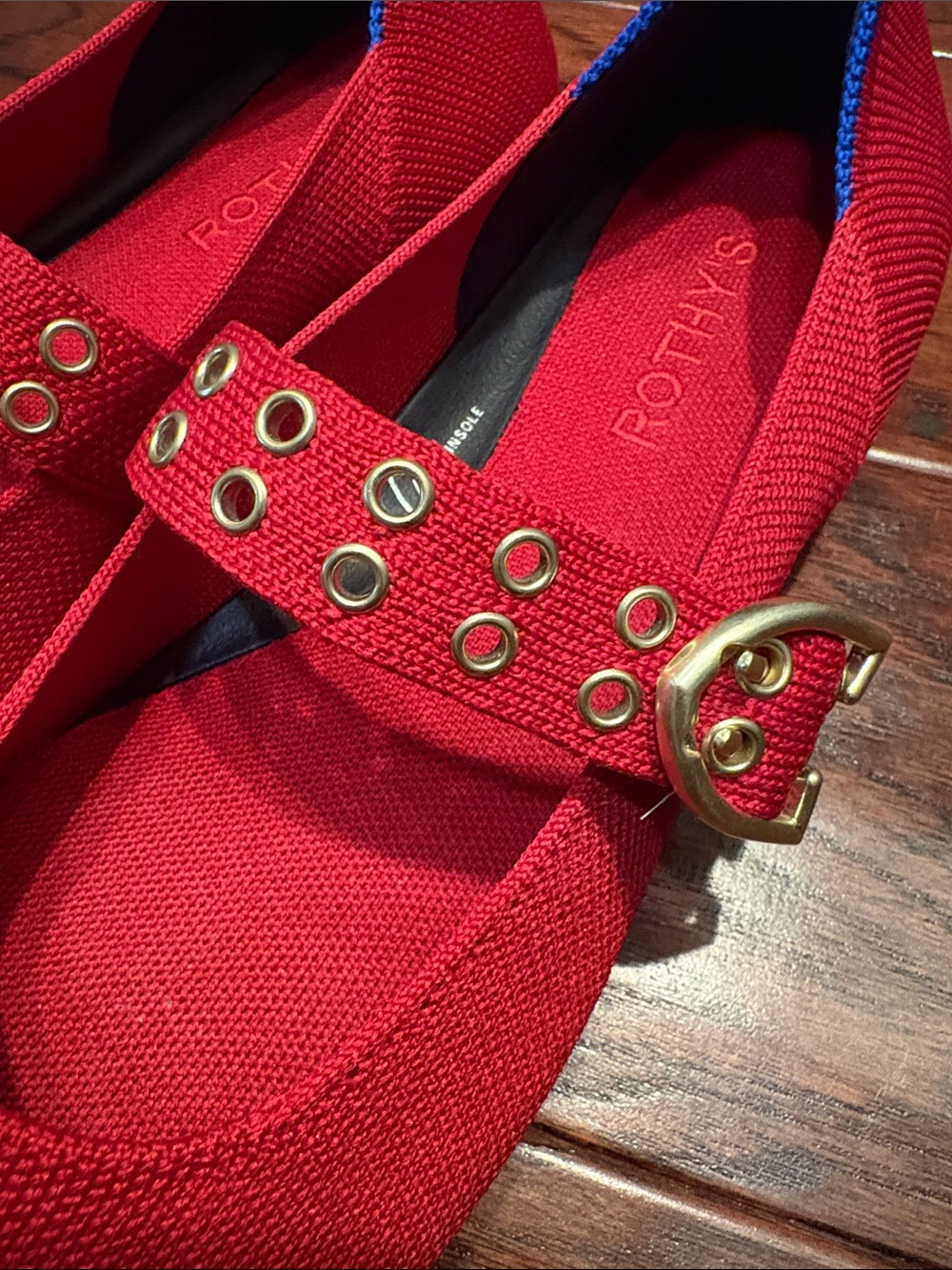 Rothy Red Mary Jane Flats with Eyelet Strap - Picture 6 of 7